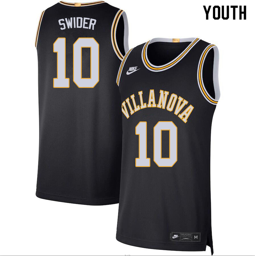 Youth #10 Cole Swider Villanova Wildcats College Basketball Jerseys Sale-Black